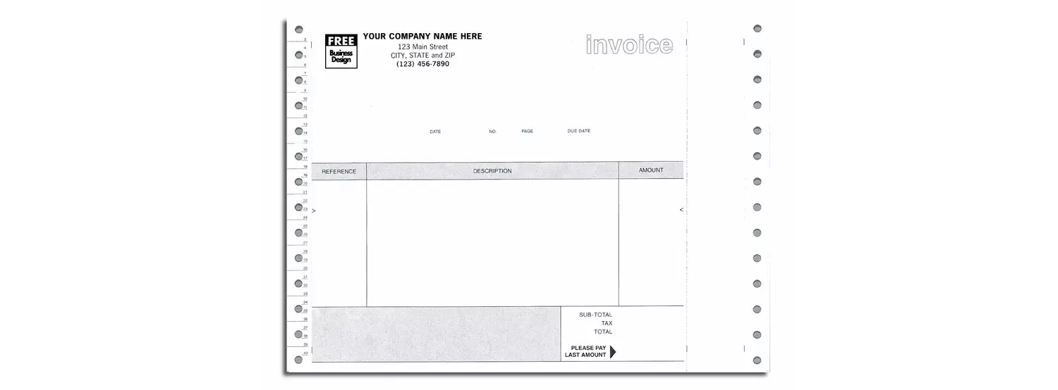 9296 - Continuous Non-Inventory Invoices for Clip, Quadruplicate Format