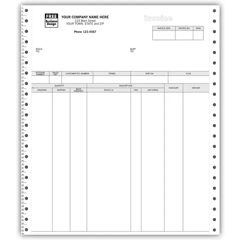 9319 - Triplicate Invoices for Peachtree - Continuous Format