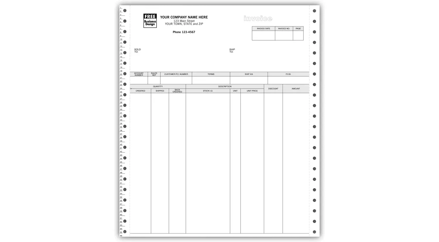 9319 - Triplicate Invoices for Peachtree - Continuous Format
