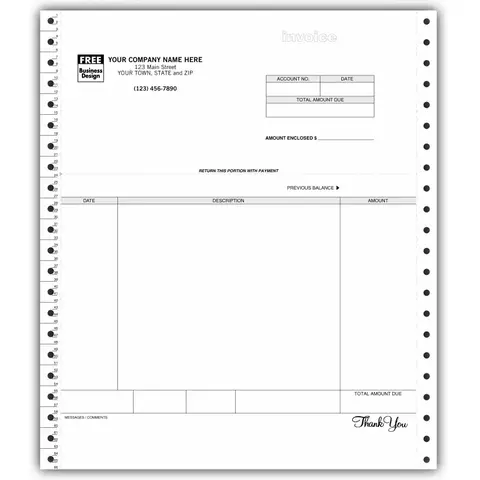 Continuous Computer Laser/Inkjet Invoices