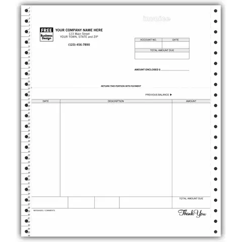 Continuous Computer Laser/Inkjet Invoices