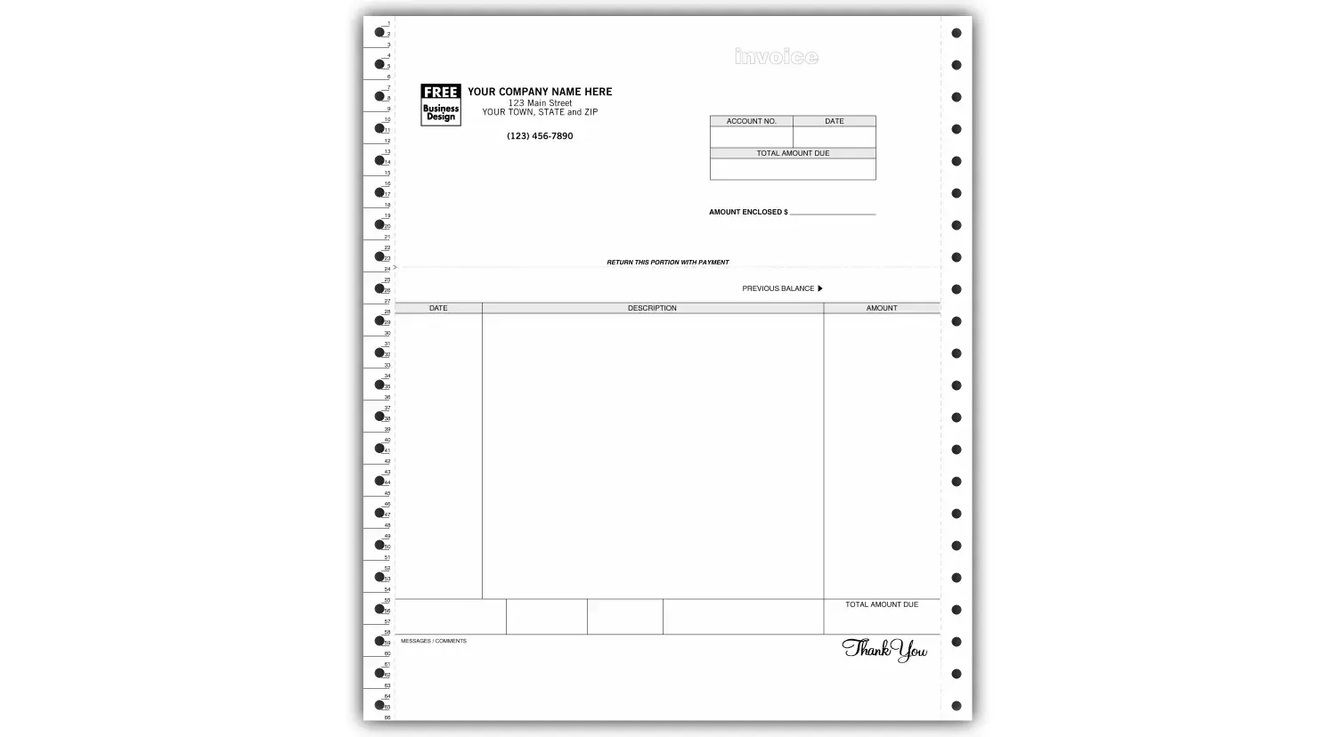 Continuous Computer Laser/Inkjet Invoices