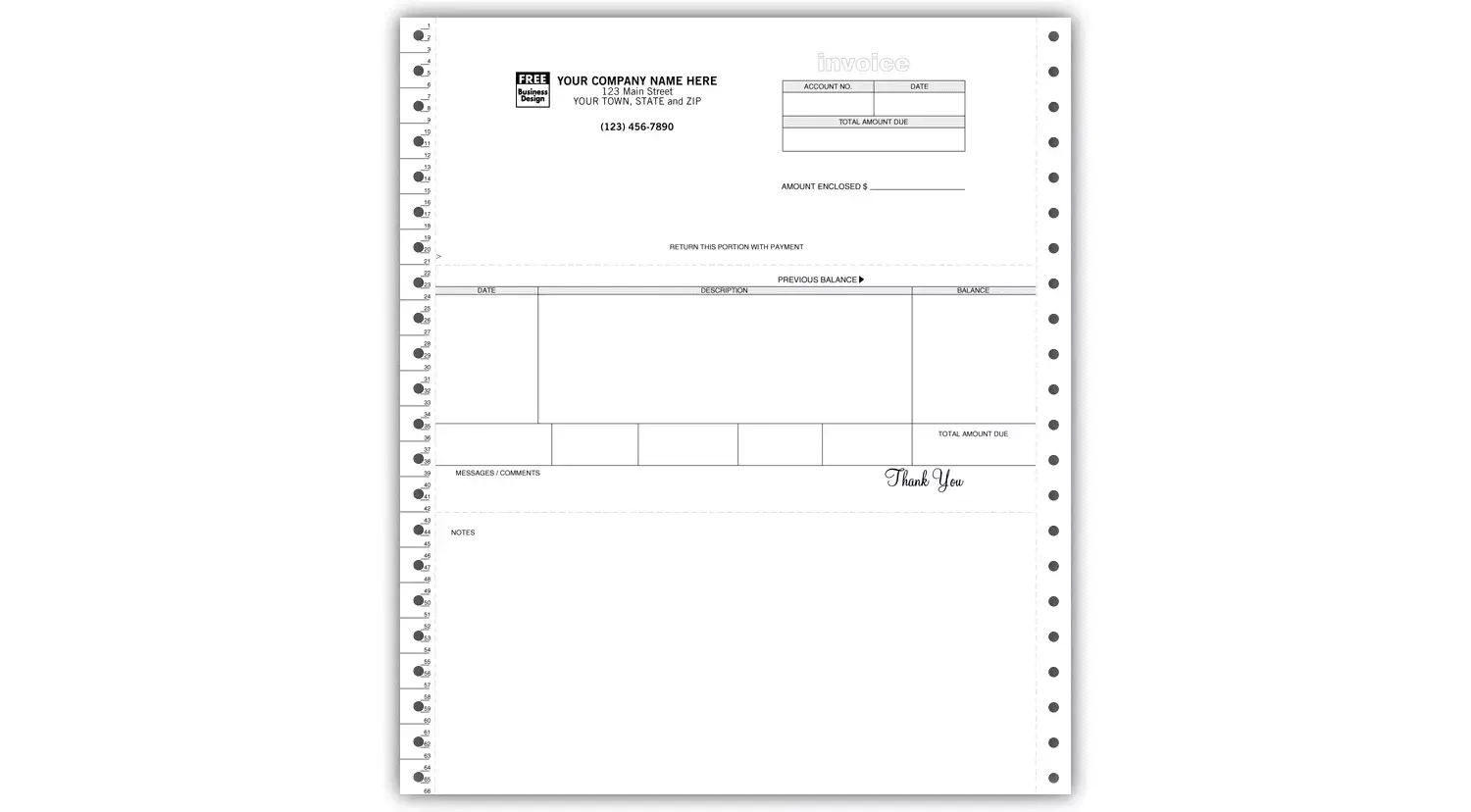 Custom Continuous Invoices