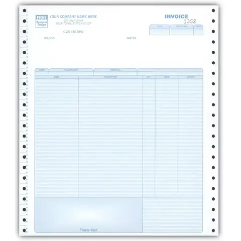 12508 - General Continuous Invoices, Triplicate