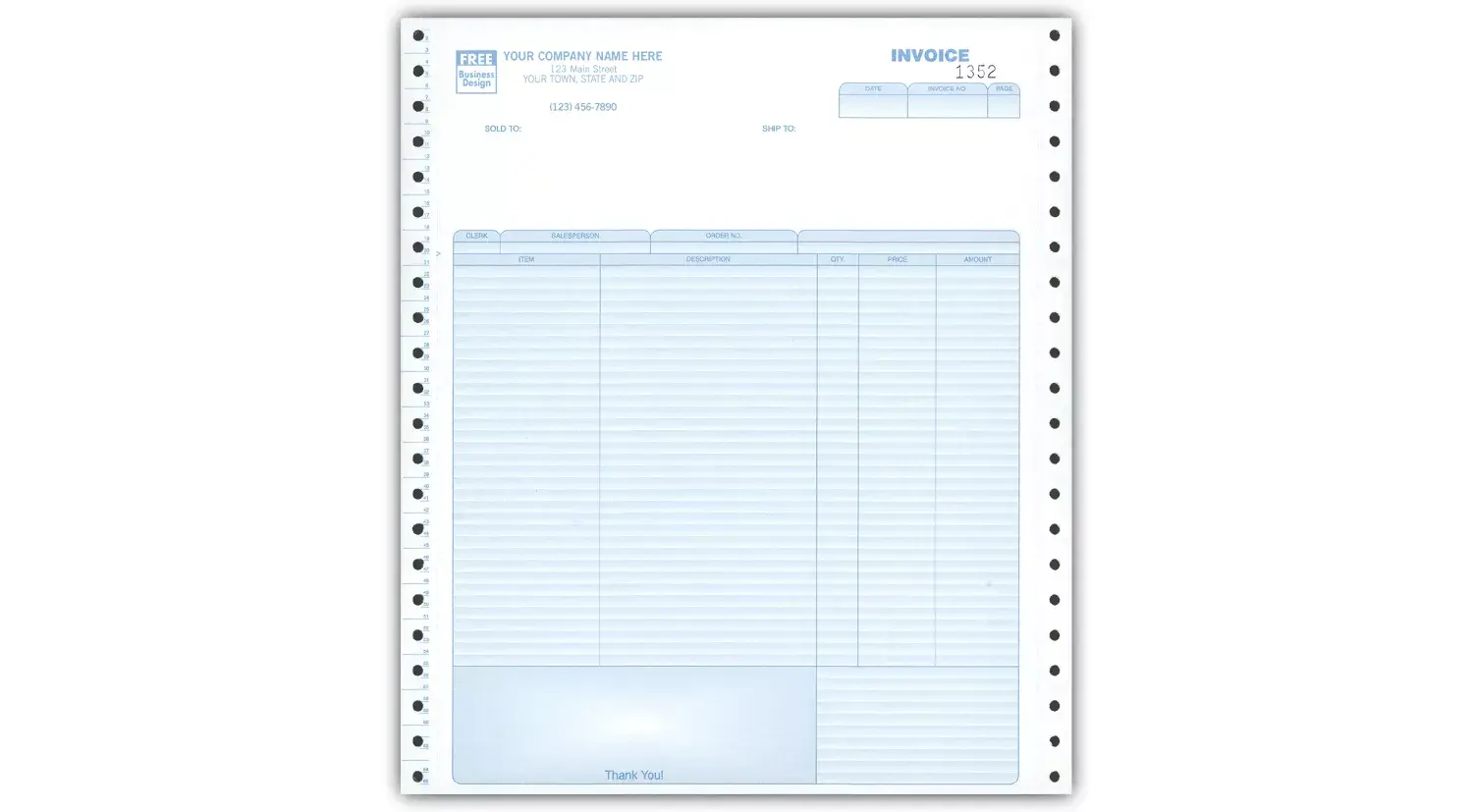 12508 - General Continuous Invoices, Triplicate