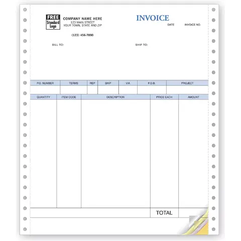 13051A - Continuous QuickBooks® Product Invoices - Quadruplicate - No Packing Slip