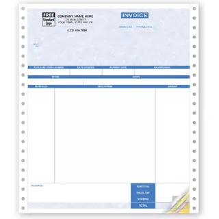 13189G - Continuous Service Invoice for One-Write Plus with Parchment Color Background