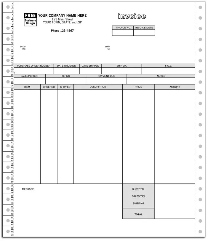 Continuous Inventory Invoice for One-Write Plus