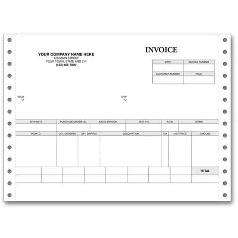 7" Retail Invoice for Pin Feed Printers