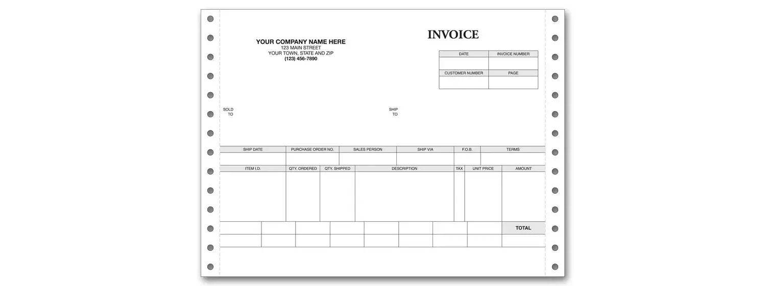 7" Retail Invoice for Pin Feed Printers