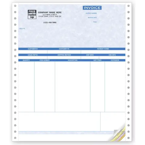 13340G - Peachtree Product Invoices with Parchment Color Background, Pin Fed Format