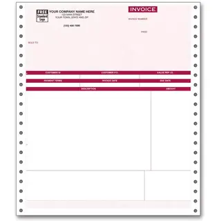 Service Invoice for Peachtree, Parchment Background, for Dot Matrix Printer