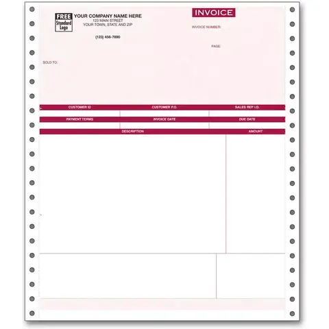 Service Invoice for Peachtree, Parchment Background, for Dot Matrix Printer