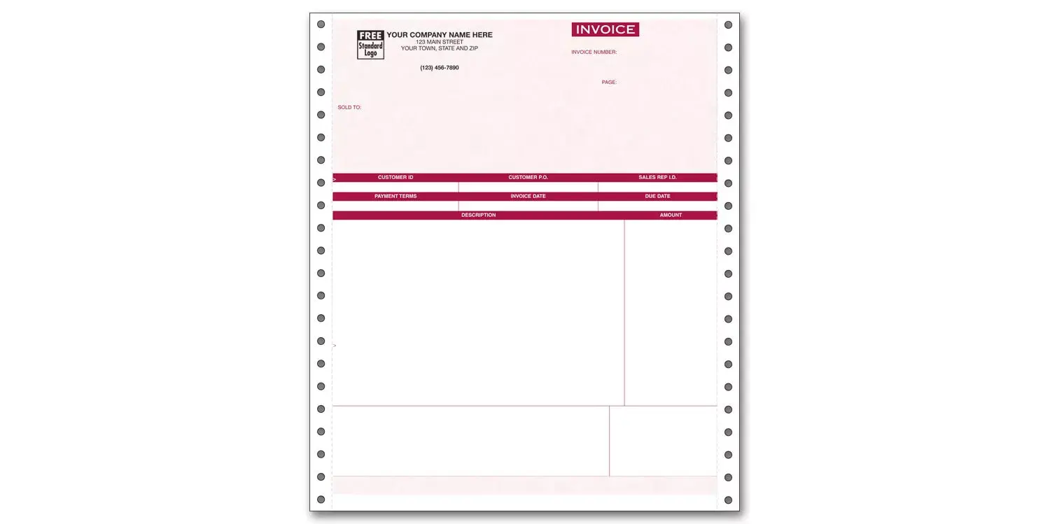 Service Invoice for Peachtree, Parchment Background, for Dot Matrix Printer