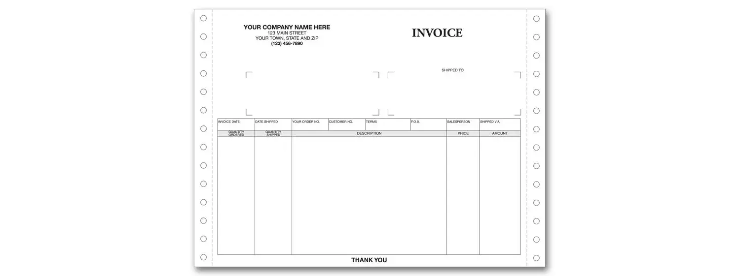 Continuous Computer Invoice, Black and White Format
