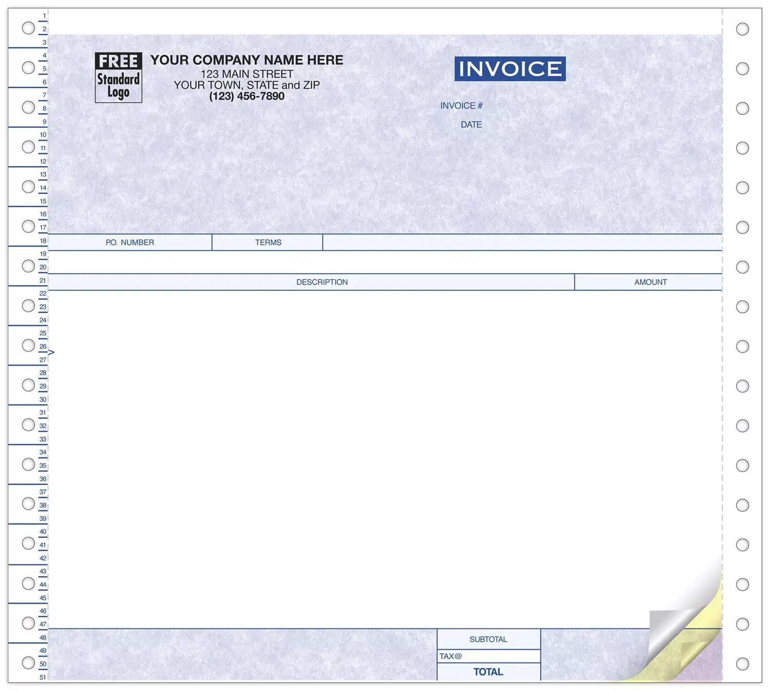 40095G - General Continuous Invoices - Short Format, Parchment Background Color 