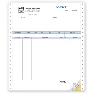 13051B - Computer Product Invoices with Packing List for Pin Feed Printers