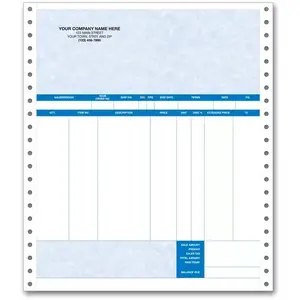 Continuous Invoice in Triplicate Format, for use with Continuous Printers