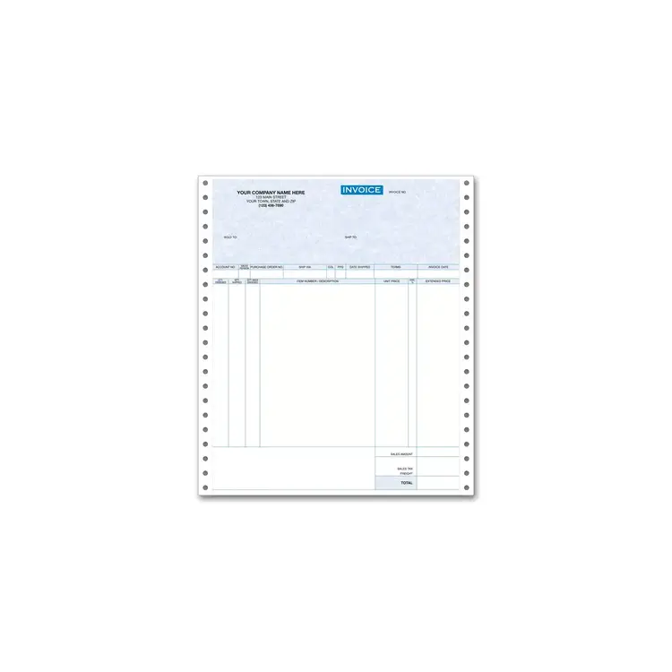 13386G - Computer Invoices with 7 Columns for Use with Pin Fed Printers