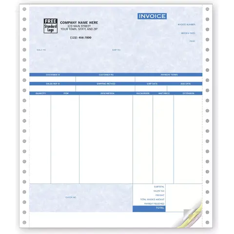 13477G - Product Invoices for Peachtree with 6 Columns and for Use with Continuous Feed Printer
