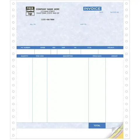 13051AG - QuickBooks® Product Invoices - No Packing Slip - Continuous Printer Format