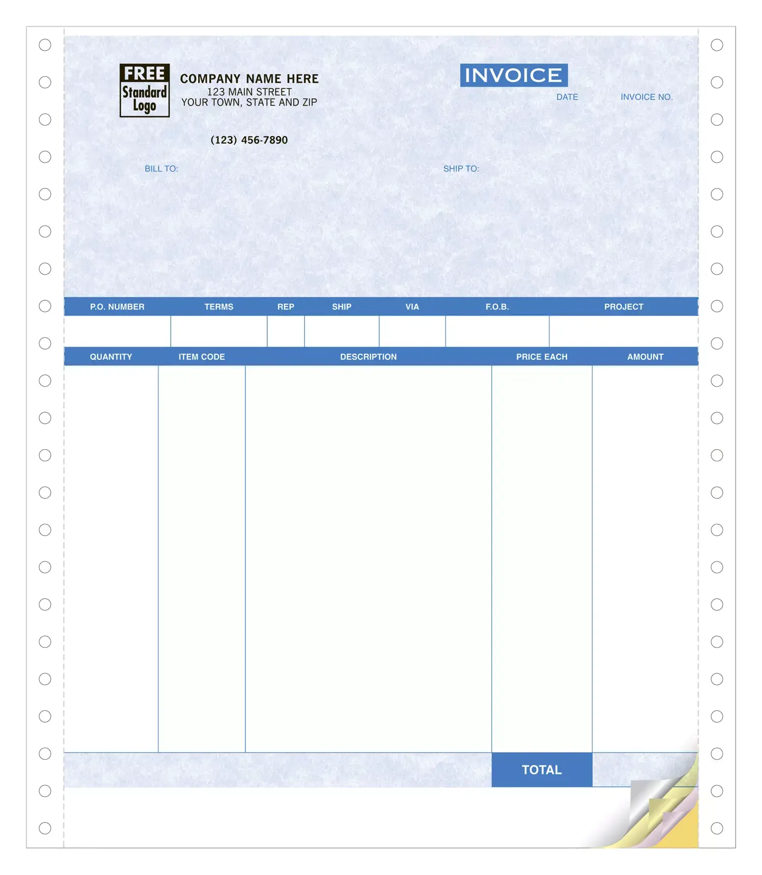 13051AG - QuickBooks® Product Invoices - No Packing Slip - Continuous Printer Format