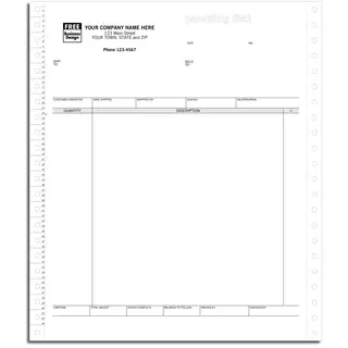 13638 - Custom Printed Continuous Packing Lists