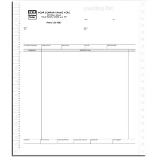 13638 - Custom Printed Continuous Packing Lists