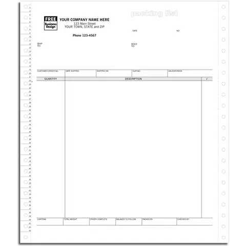 13638 - Custom Printed Continuous Packing Lists