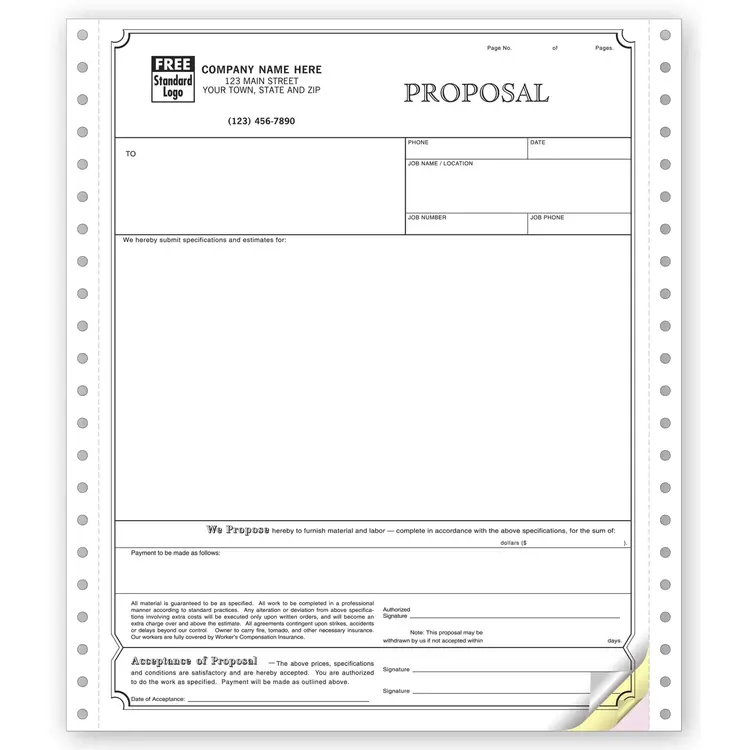 9250 - Custom Printed Continuous Proposals