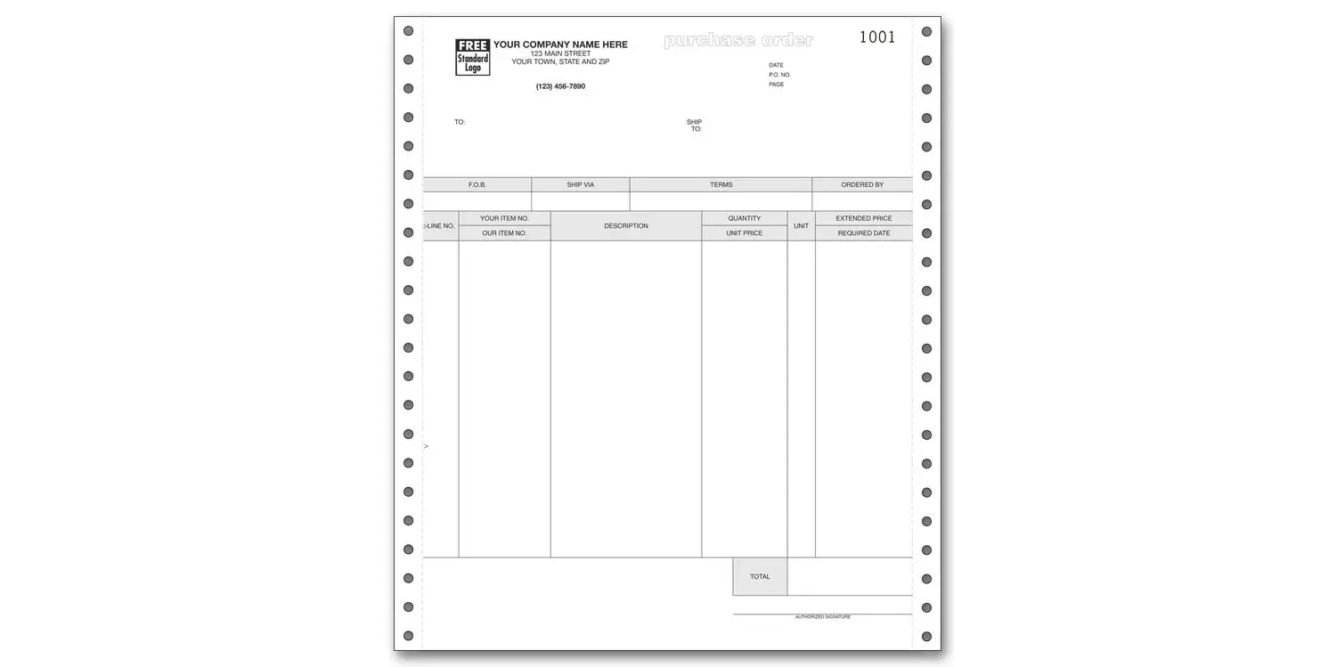 Custom Printed 11" Continuous Purchase Orders