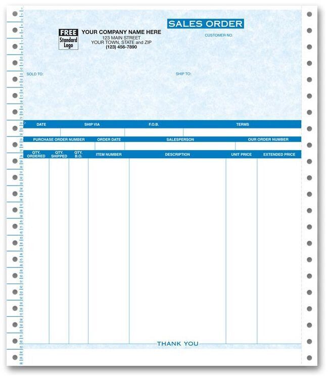 9057G - Custom Printed Continuous Sales Orders, 5-Part