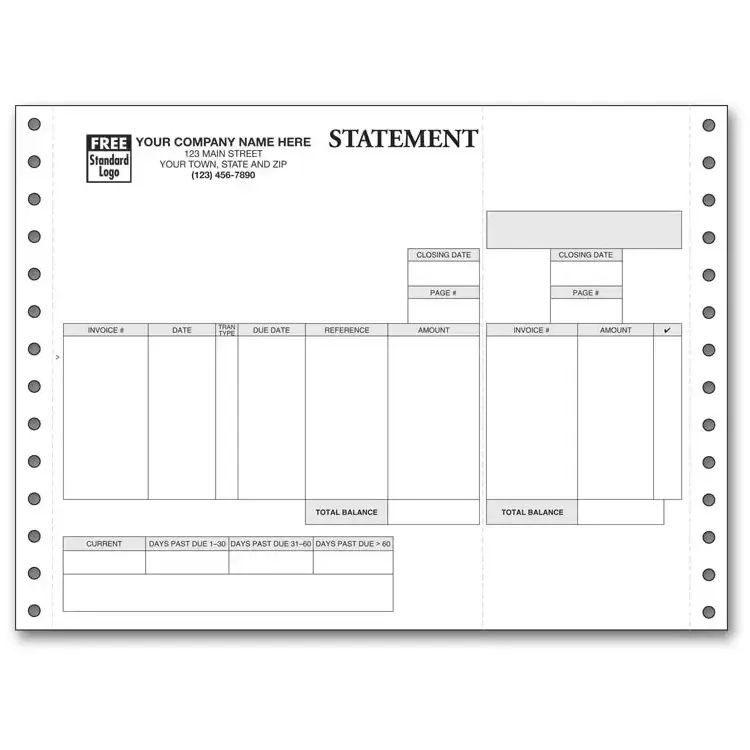 13146 - Short Custom Printed Pin Feed Statements