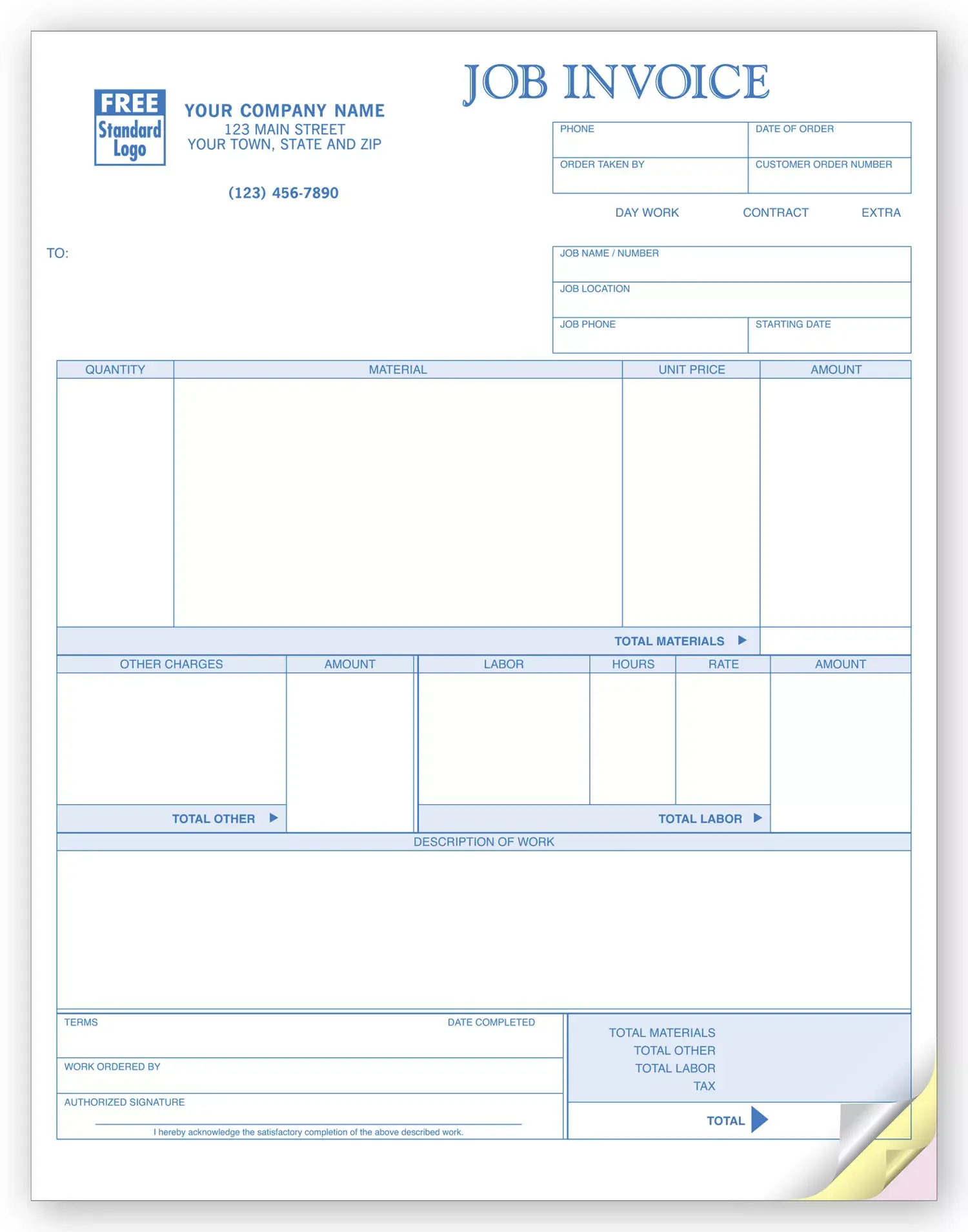 Laser Job Invoices