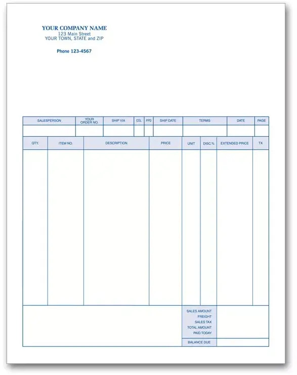 General Laser Invoices - MYOB Compatible