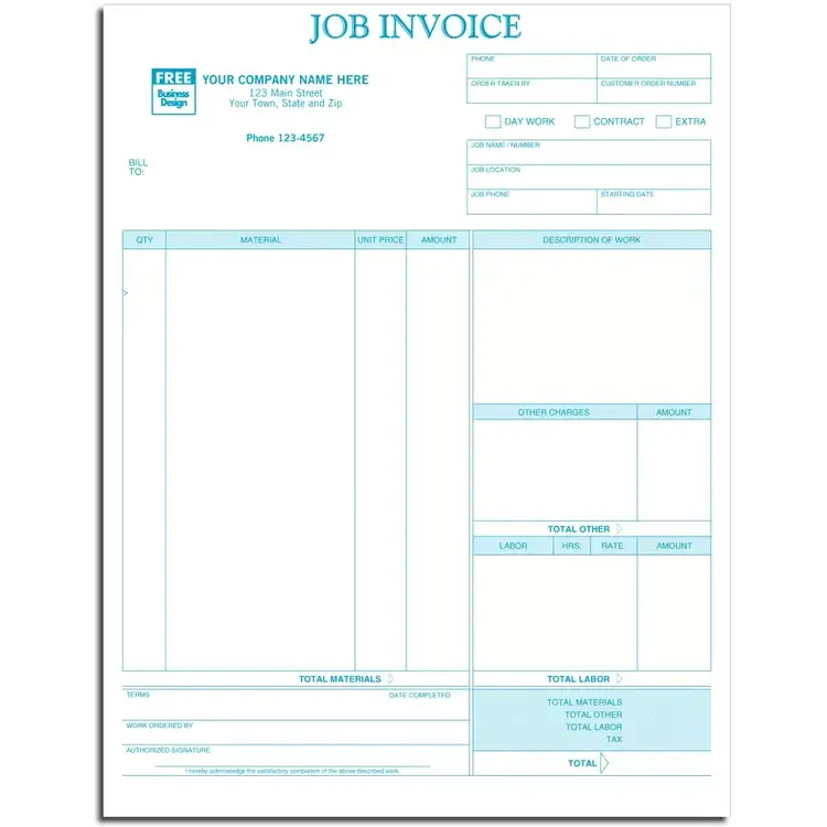 Laser Job Invoices - Professional and Detailed