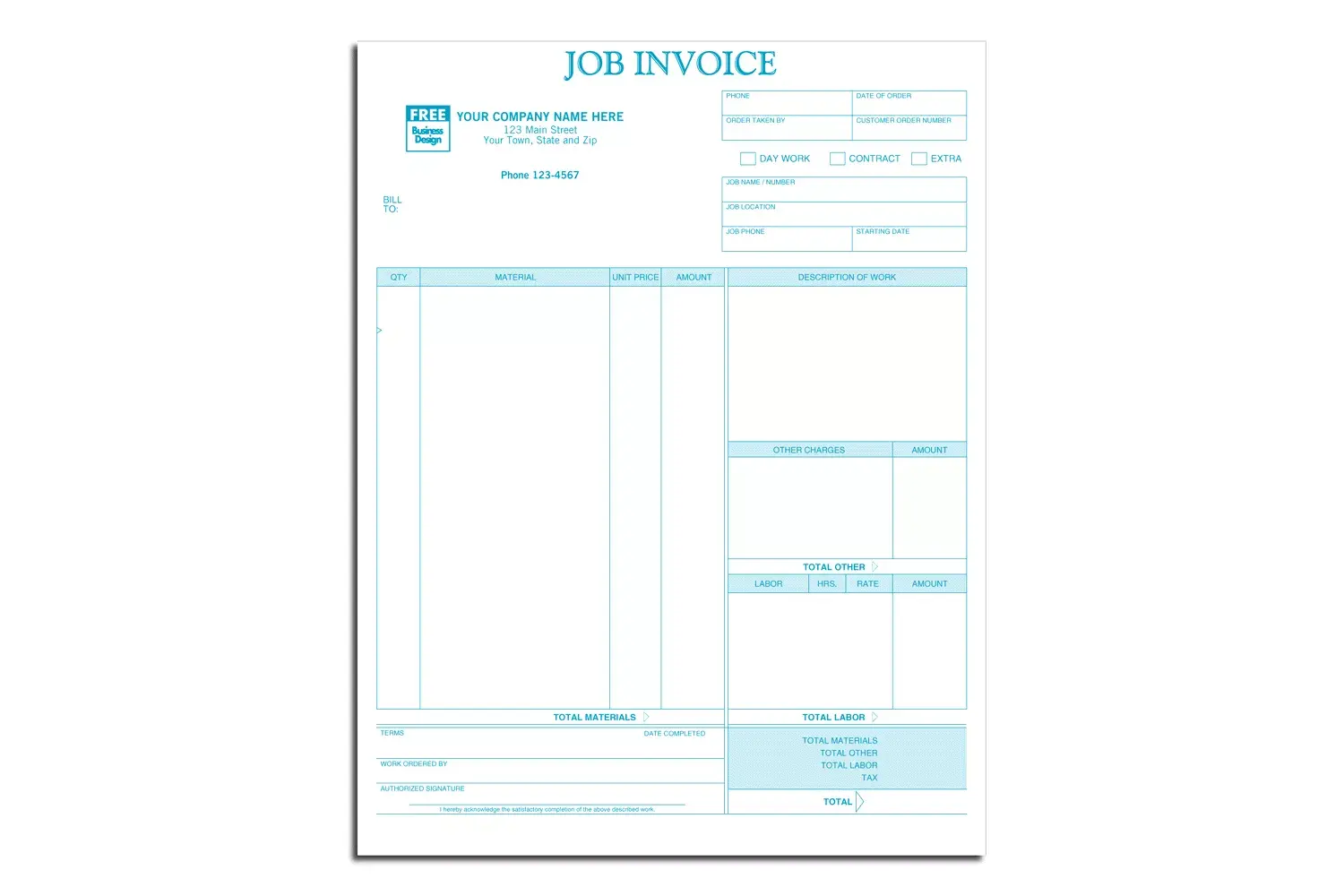 Laser Job Invoices - Professional and Detailed