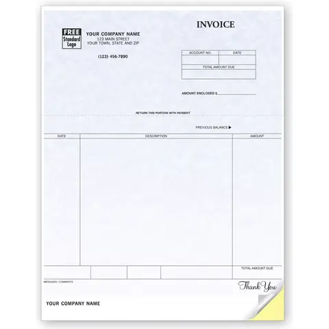 General Laser Invoices - Parchment Color Background