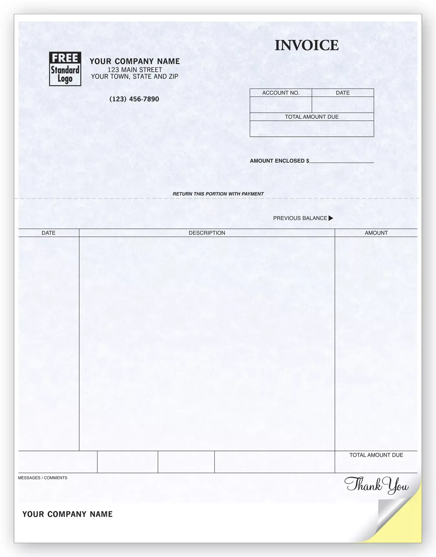 General Laser Invoices - Parchment Color Background