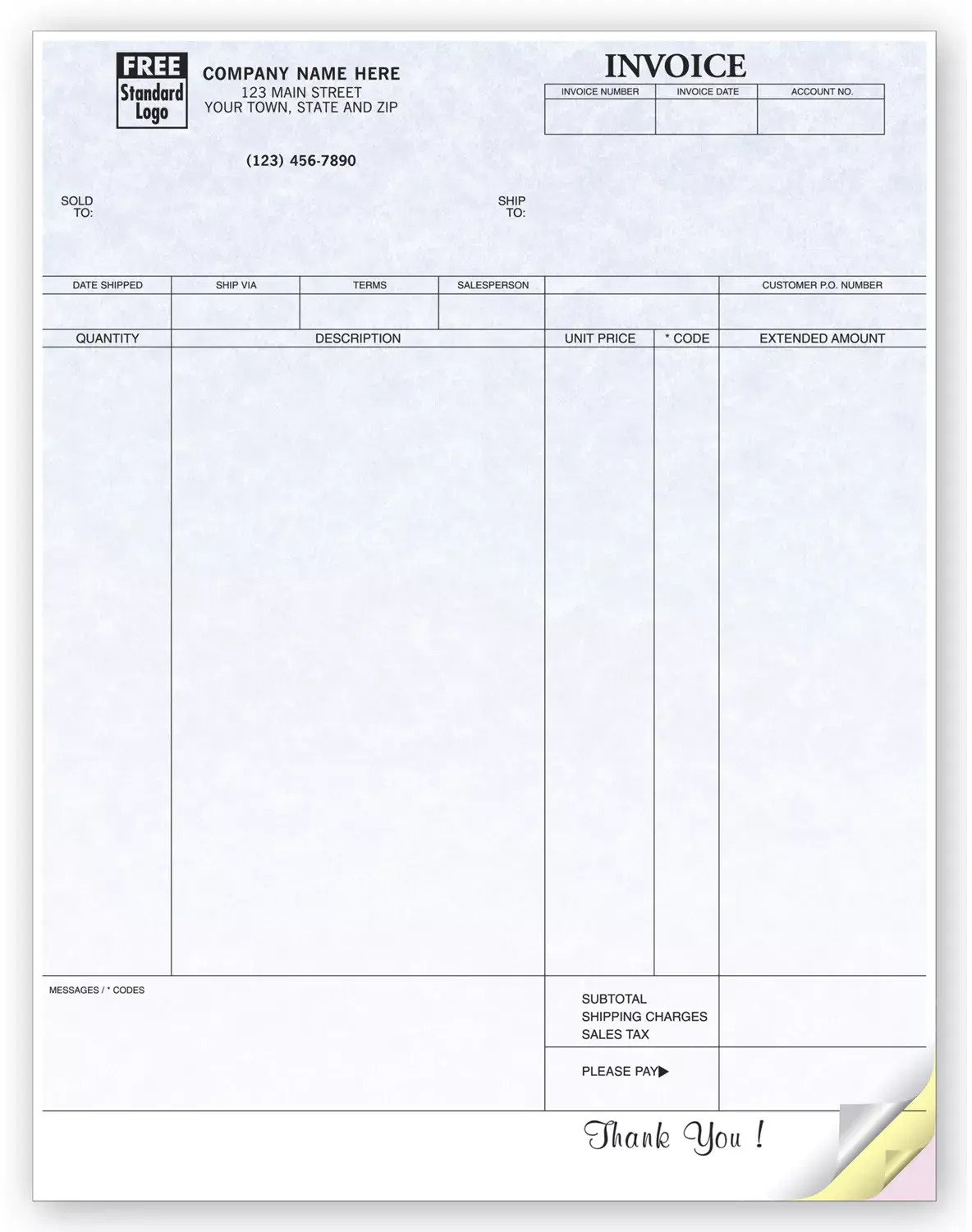 13034G - General Computer Invoices - Parchment Background Colors