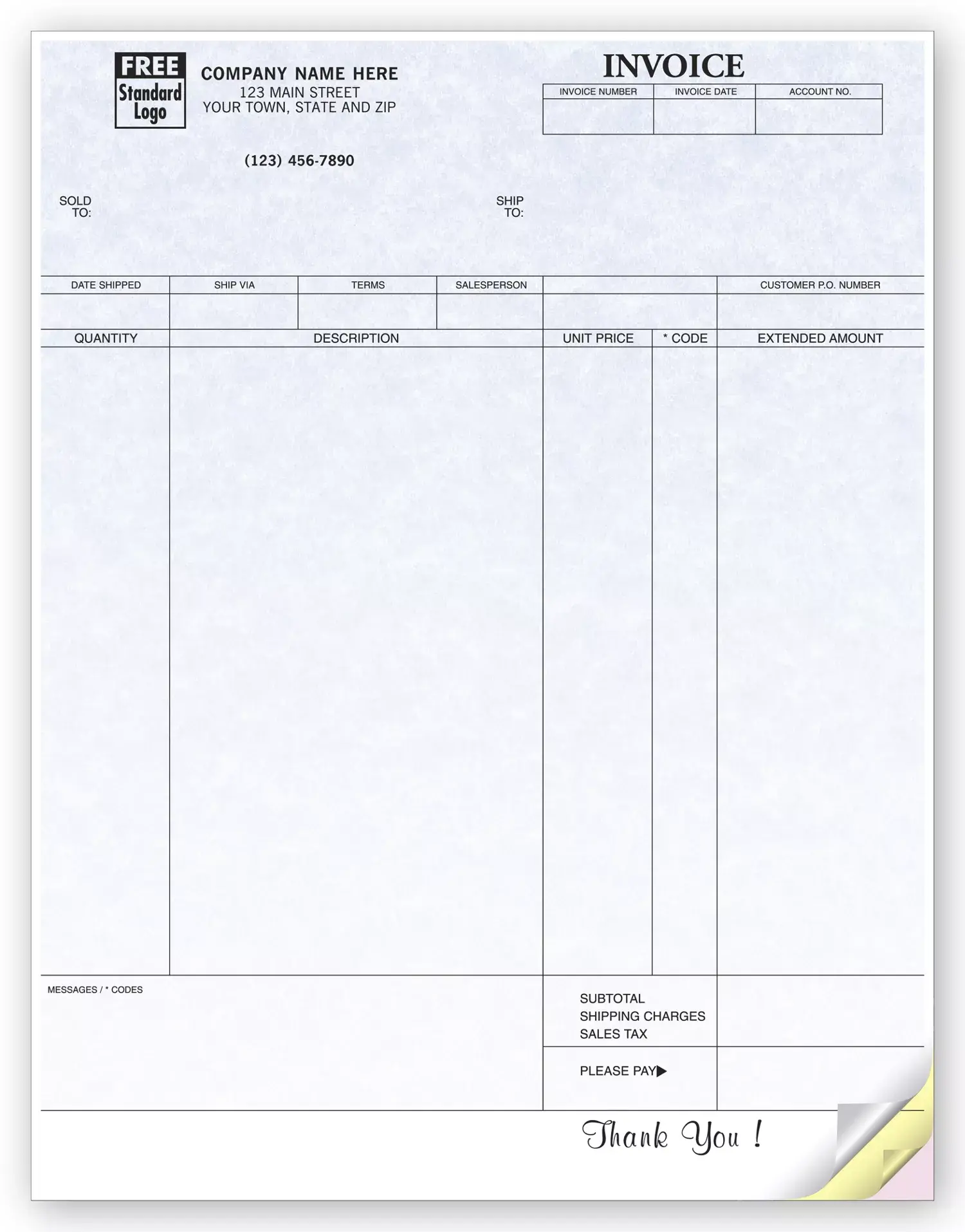13034G - General Computer Invoices - Parchment Background Colors