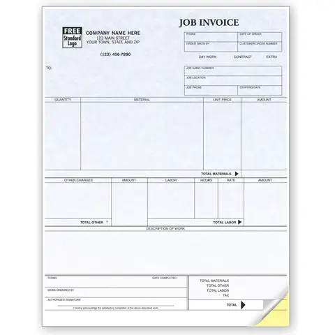 Detailed Laser Job Invoices - Parchment Color Background
