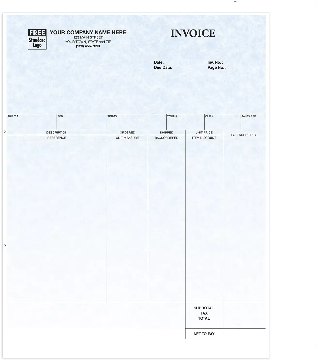 General Laser Invoices for DacEasy Software - Parchment Color Background