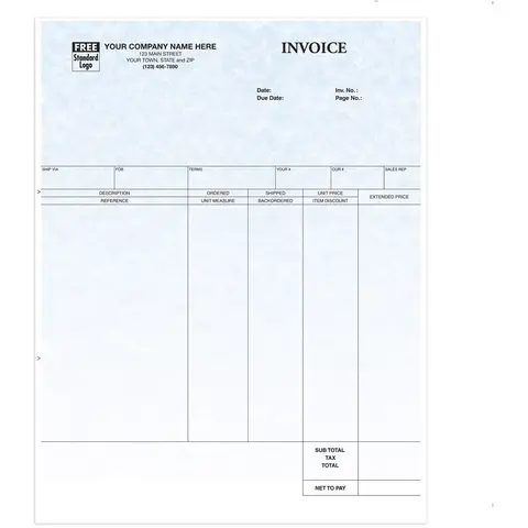 General Laser Invoices for DacEasy Software - Parchment Color Background