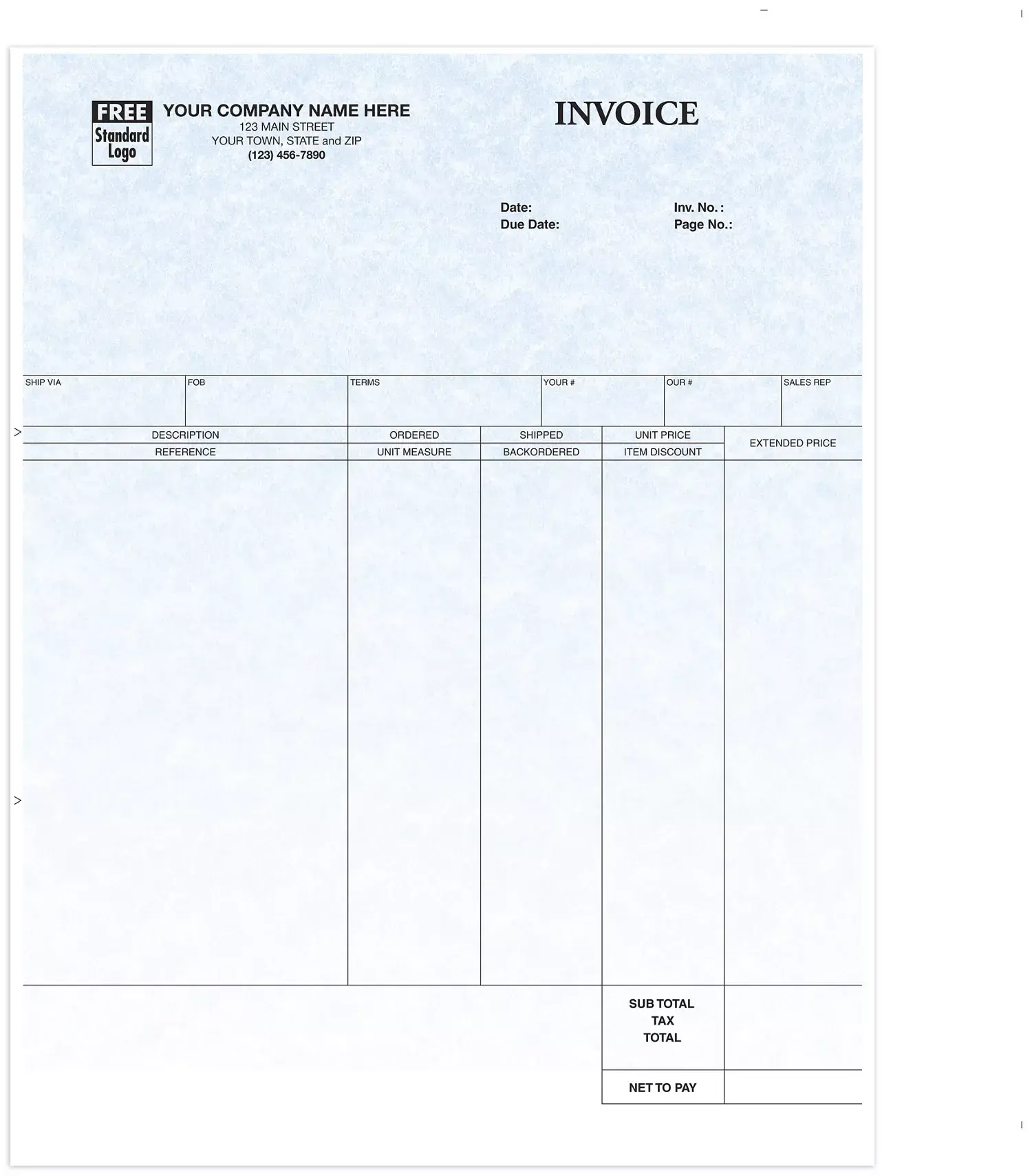 General Laser Invoices for DacEasy Software - Parchment Color Background