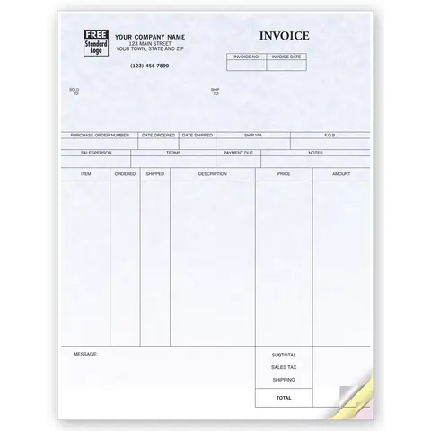 Laser Inventory Invoices - Parchment Color Background