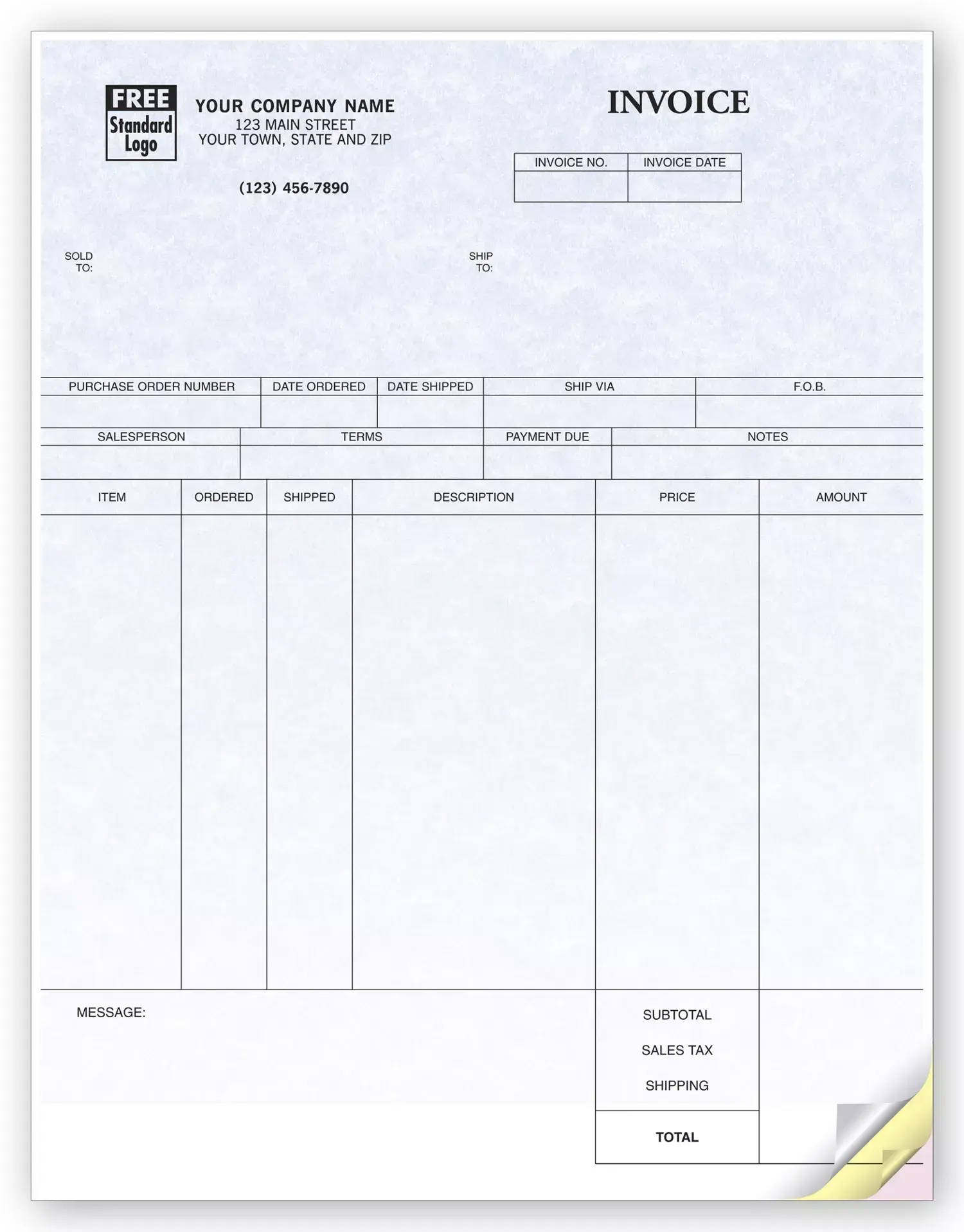Laser Inventory Invoices - Parchment Color Background