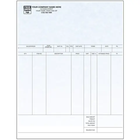 13247G - MYOB Compatible Laser Invoices - Parchment Color Background