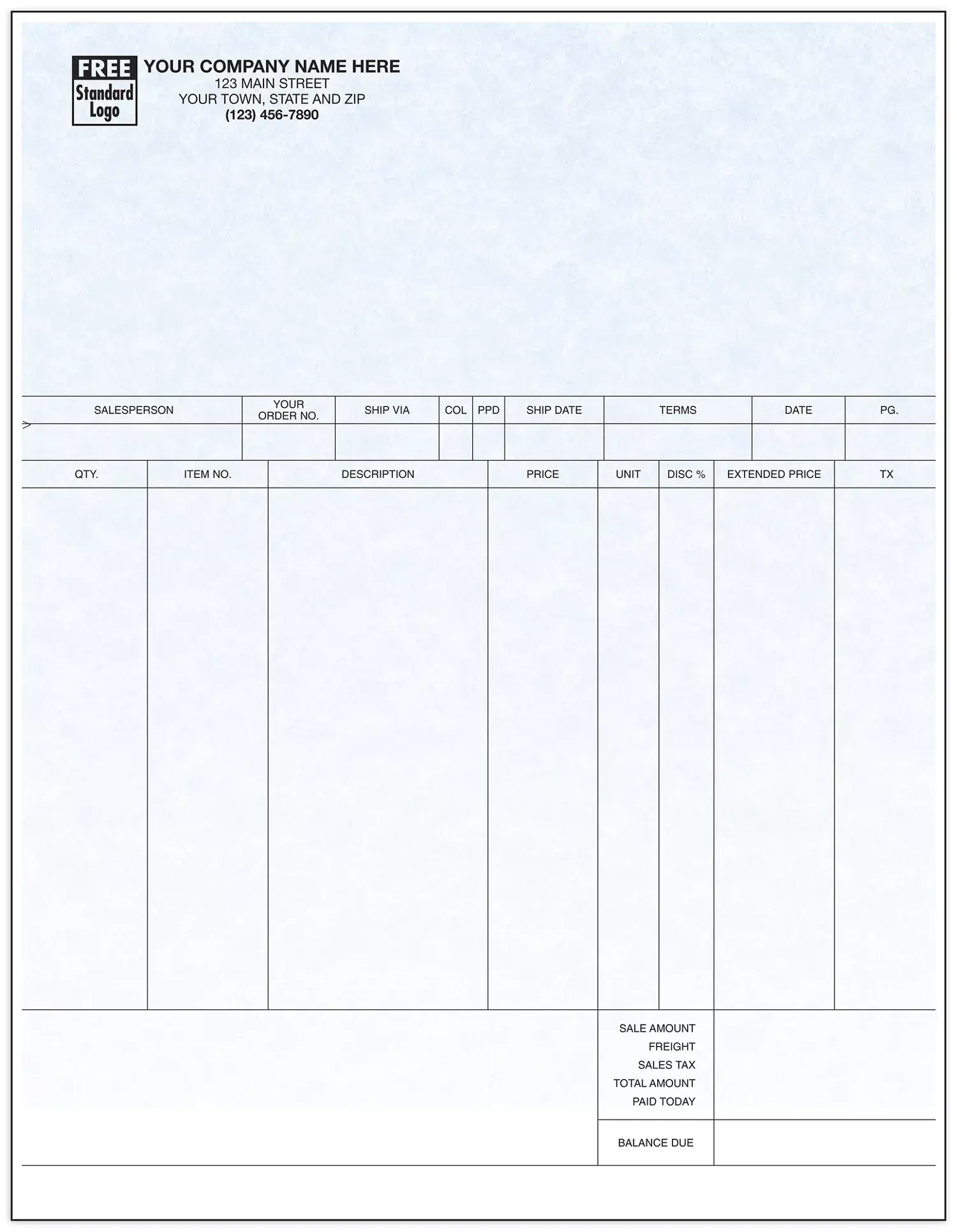 13247G - MYOB Compatible Laser Invoices - Parchment Color Background