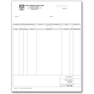 Computer Invoices, White Background, Compatible with Laser Printers